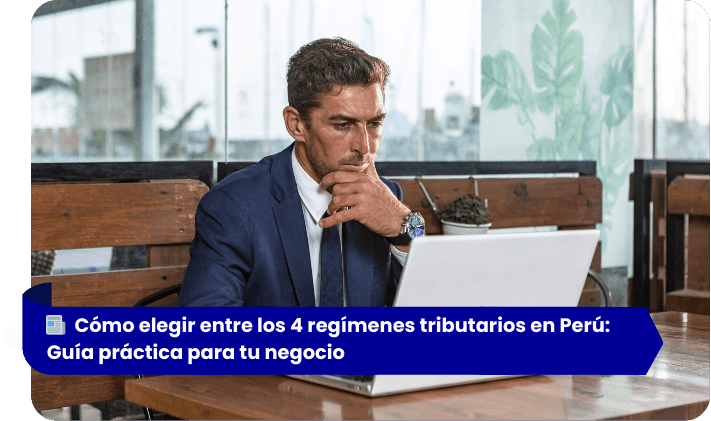 Infografía comparativa de los 4 regímenes tributarios en Perú: NRUS, RER, RMT y Régimen General, con sus diferencias en ingresos, impuestos, comprobantes de pago y obligaciones contables.”