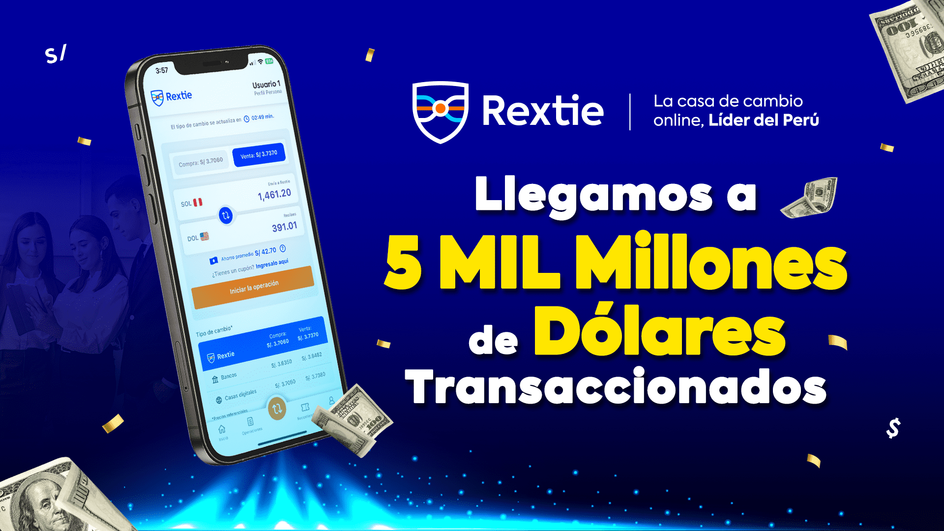 Rextie maneja más de 5 mil millones y se consolida como la opción líder en cambio de divisas en Perú